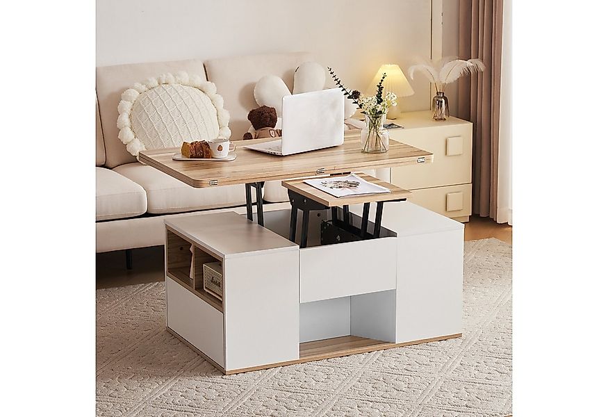 Merax Couchtisch mit Schubladen, Wohnzimmertisch, mit ausziehbarer Tischpla günstig online kaufen