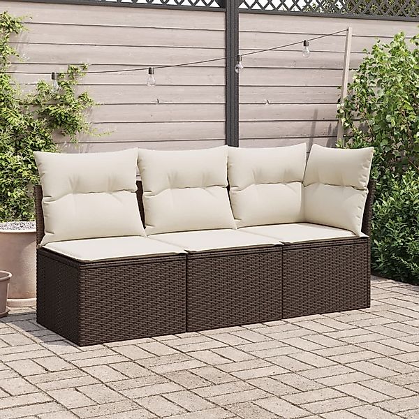 vidaXL Loungesofa Garten-Ecksofa mit Kissen Braun günstig online kaufen