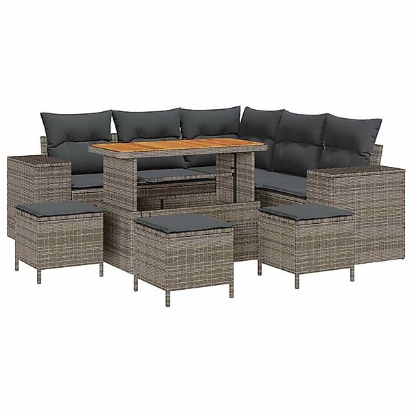 vidaXL Garten-Sofa-Set 9-Tlg Grau Poly Rattan 3362013 günstig online kaufen
