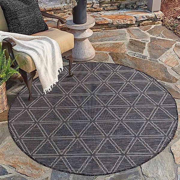 Carpet City Outdoorteppich "PALM3073" rund 5 mm Höhe Wetterfest & UV-bestän günstig online kaufen