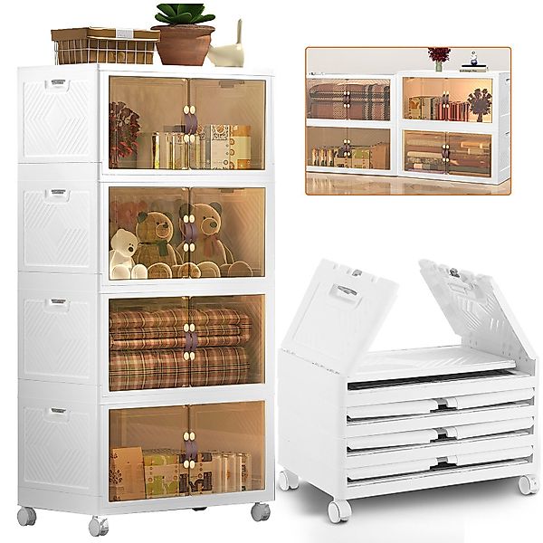 LETGOSPT Aufbewahrungsbox Schmaler Rollcontainer Kunststoff Schrank mit Tür günstig online kaufen