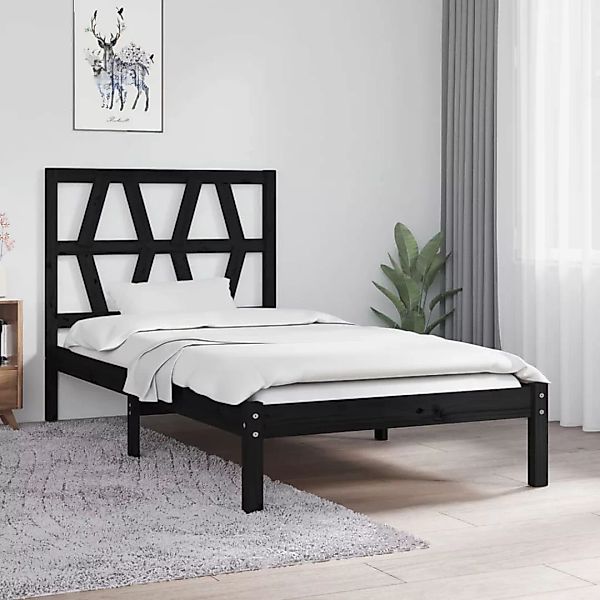 Vidaxl Massivholzbett Schwarz Kiefer 90x190 Cm 3ft Single günstig online kaufen