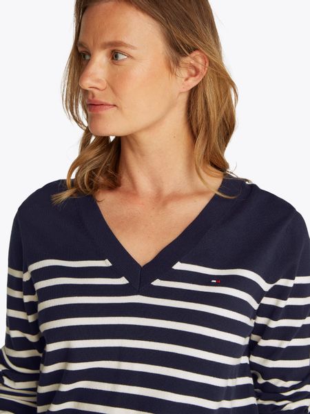 Tommy Hilfiger V-Ausschnitt-Pullover mit Logo-Stickerei günstig online kaufen