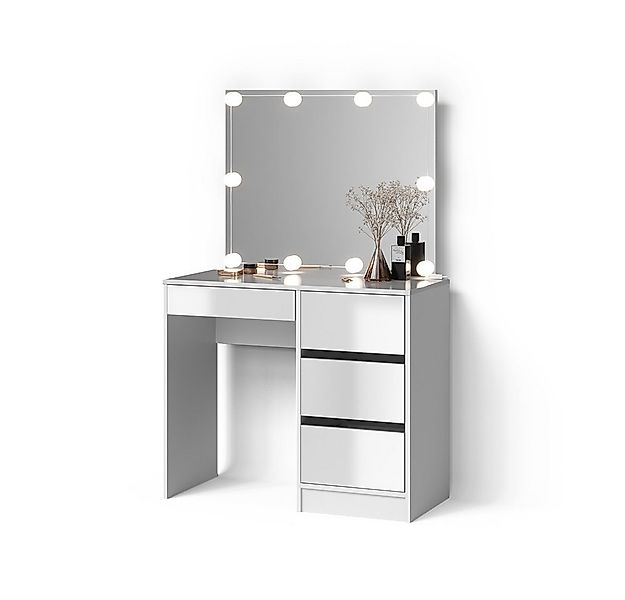 Livinity® Schminktisch Imola, Weiß/Weiß, 90 cm mit LED Beleuchtung günstig online kaufen
