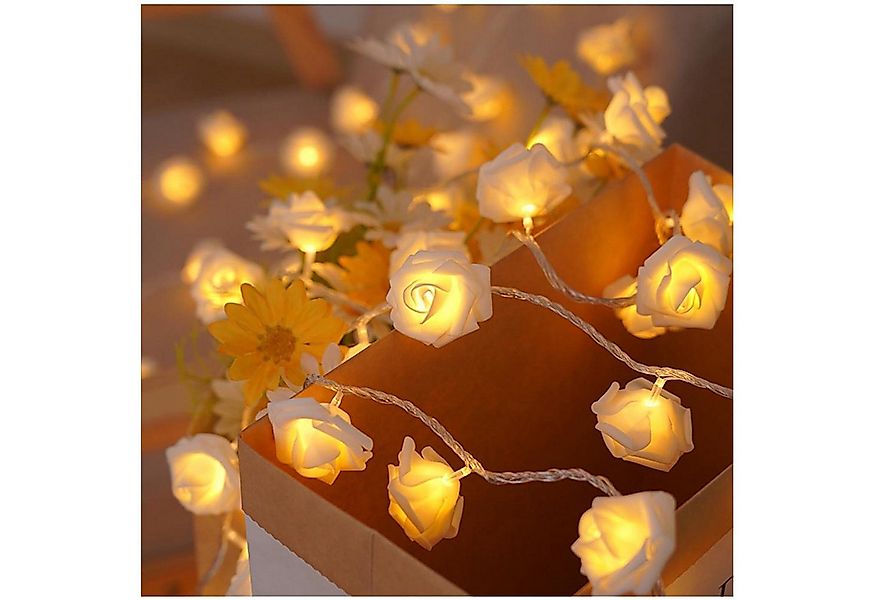 Qualra LED-Lichterkette Deko Rosen Lichterkette Blumen 20LED 3M für Innen Z günstig online kaufen