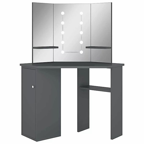 Eck-schminktisch Mit Led Grau 111x54x141,5 Cm günstig online kaufen