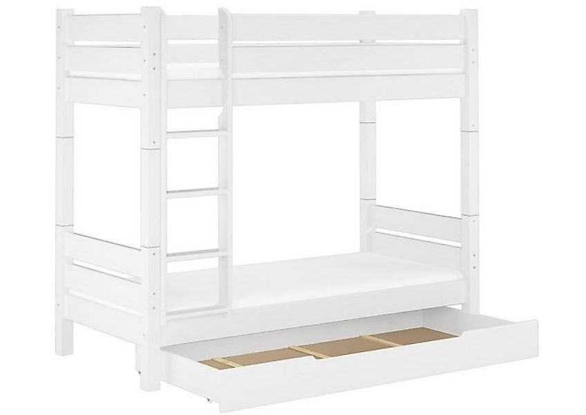 ERST-HOLZ Etagenbett Hochbett Kiefer Weiß 90 x 200 Rollrost Bettkasten inkl günstig online kaufen