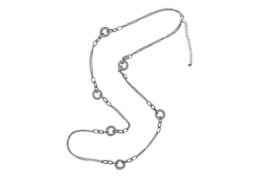 Steuer Lange Kette Metallkette rhodiumfarben mit Ringzierde und Straß günstig online kaufen