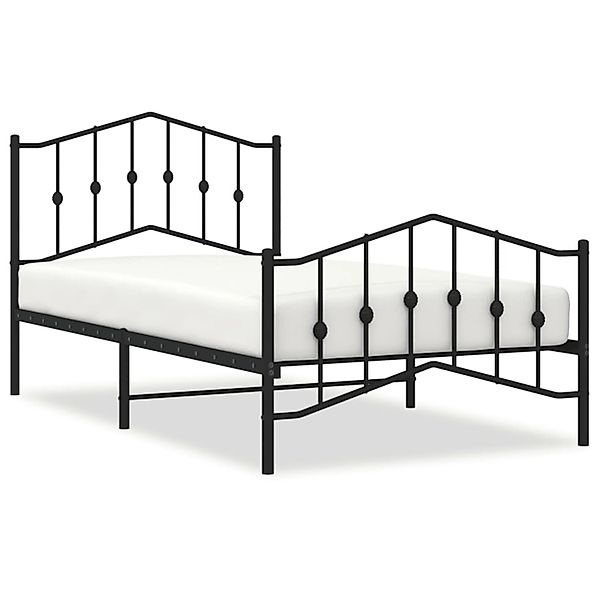 vidaXL Bettgestell, Bettrahmen mit Kopf- und Fußteil Metall Schwarz 100x190 günstig online kaufen