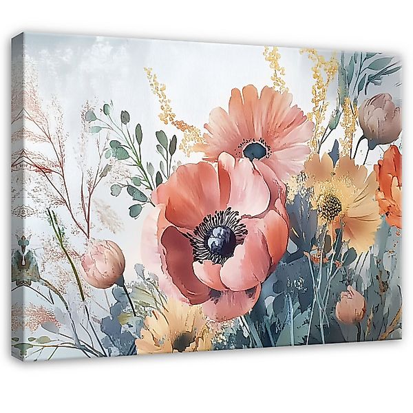Wallarena Leinwandbild Blumen Aquarell Bunt Leinwand günstig online kaufen