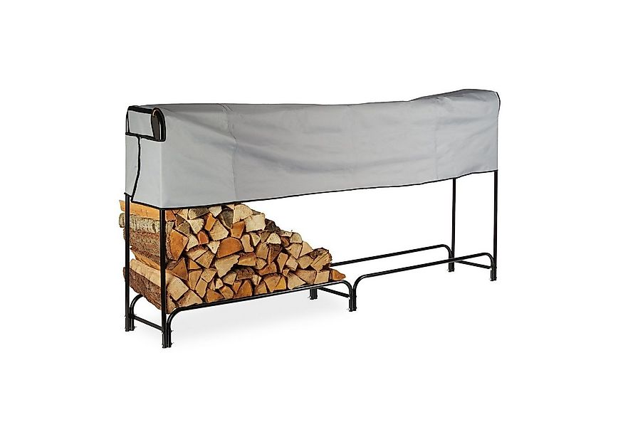 relaxdays Kaminholzregal Metall, BxTxH:245x40x122 cm, mit Abdeckung günstig online kaufen