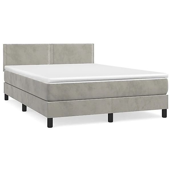 vidaXL Boxspringbett mit Matratze Hellgrau 140x200 cm Samt1348968 günstig online kaufen