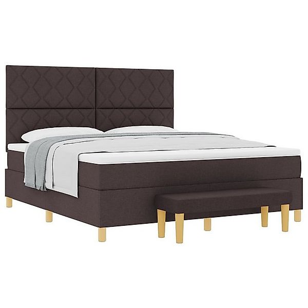 vidaXL Bett Boxspringbett mit Matratze & Bank Dunkelbraun 180x200 cm Stoff günstig online kaufen