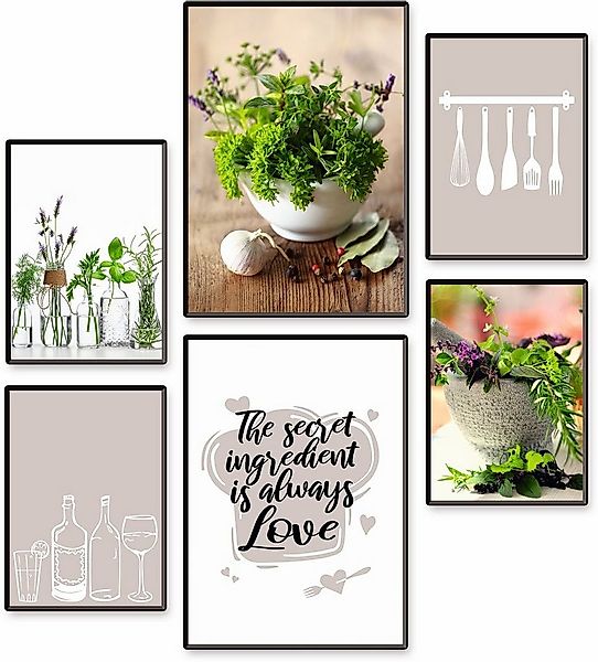 Artland Poster Küchenkräuter & Küchenhelfer, Gewürze (Set, 6 St), Bilder Se günstig online kaufen
