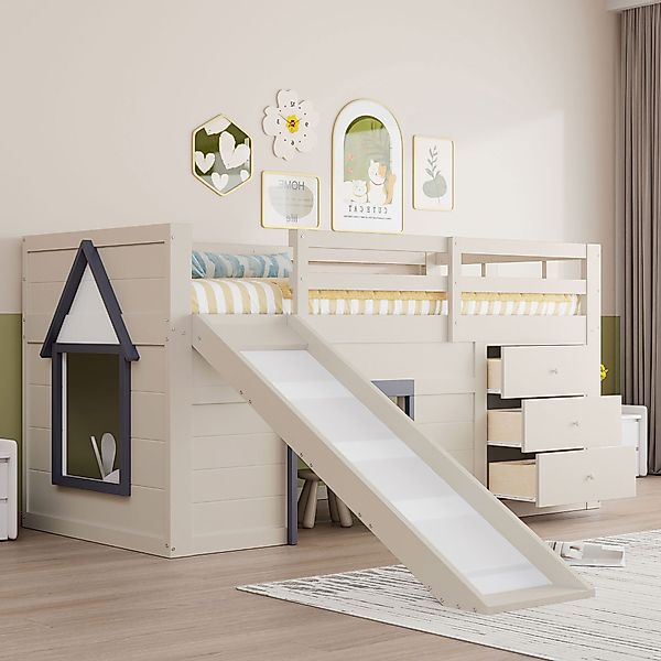 Flieks Hochbett Hausform Kinderbett 90x200cm mit günstig online kaufen