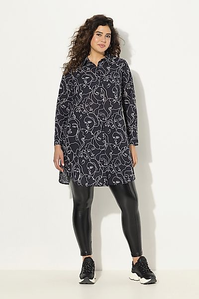 Ulla Popken Longbluse Longbluse Gesichter A-Linie günstig online kaufen