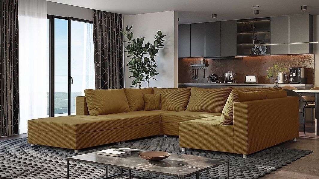Fun Möbel Wohnlandschaft Sofa U-Form ANDRO, Inkl. Schlaffunktion, Bettkaste günstig online kaufen