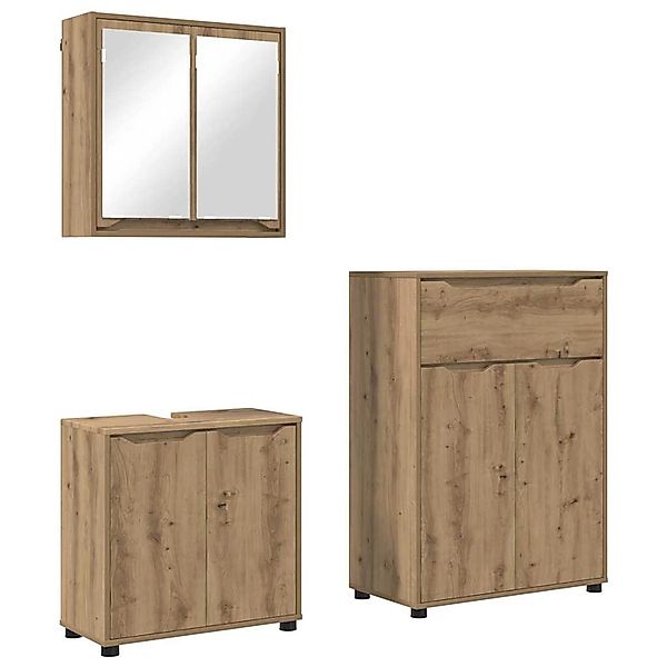 vidaXL Badezimmermöbel-Set mit Regal 3-Tlg Artisan-Eiche Holzwerkstoff 3403 günstig online kaufen