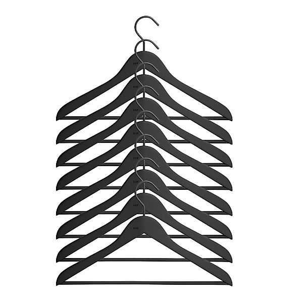 HAY - Soft Coat Slim Kleiderbügel mit Stange 8tlg. - schwarz/BxHxT 44x27x1c günstig online kaufen