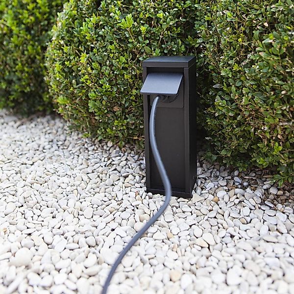 Gartensteckdose Mains in Schwarz-matt IP54 günstig online kaufen