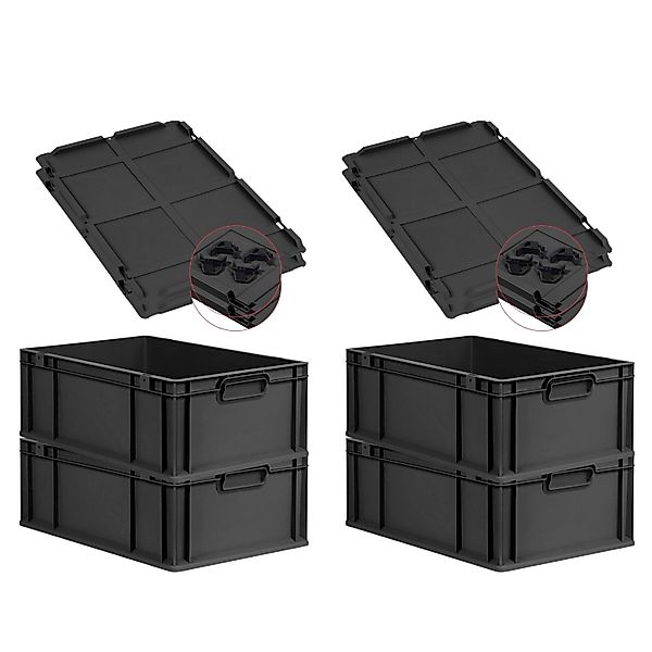 PROREGAL SuperSparSet 4x Eurobox Nextgen Grip Mit Auflagedeckel Und Schwarz günstig online kaufen