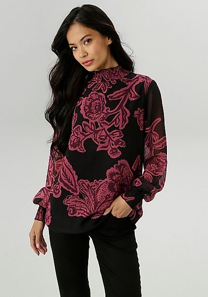 Aniston SELECTED Schlupfbluse mit Blüten- und Blätterdruck und Smok-Einsätz günstig online kaufen