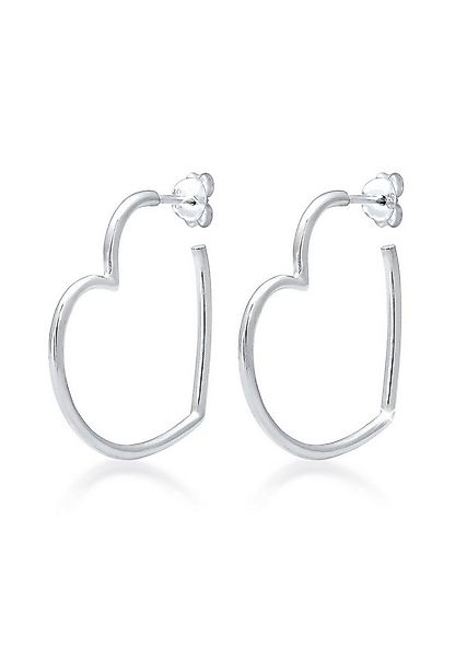 Elli Paar Creolen Creolen Herz Liebe Verspielt 925 Silber, Herz günstig online kaufen