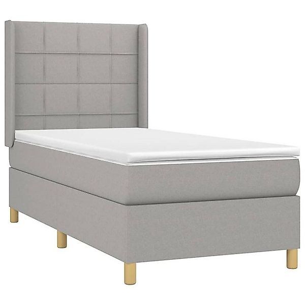 vidaXL Bett Boxspringbett mit Matratze & LED Hellgrau 80x200 cm Stoff günstig online kaufen