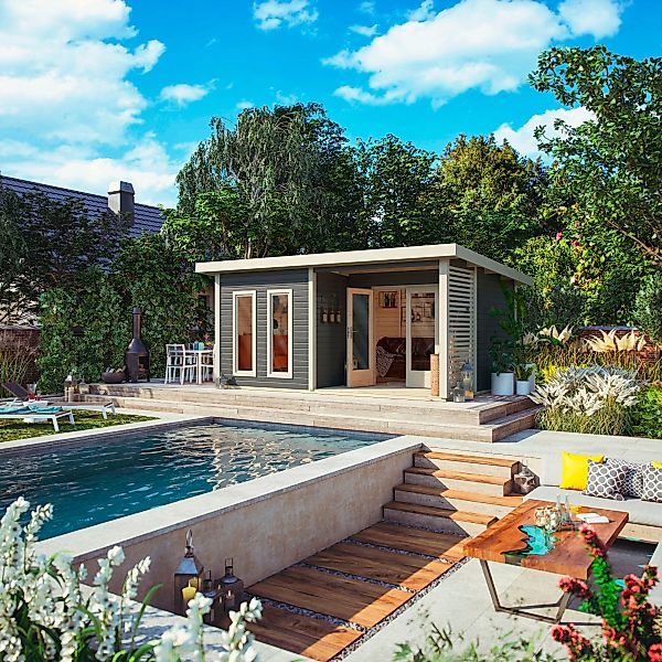Karibu Gartenhaus "Rabensee 5", terragrau günstig online kaufen