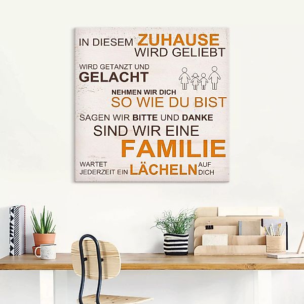 Artland Leinwandbild "In diesem Zuhause - beige", Sprüche & Texte, (1 St.), günstig online kaufen