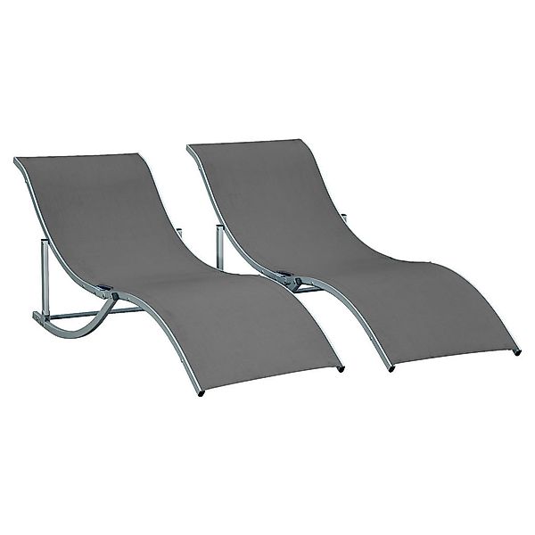 Outsunny Gartenliege 2er Set dunkelgrau Aluminium B/H/L: ca. 61x63x165 cm günstig online kaufen