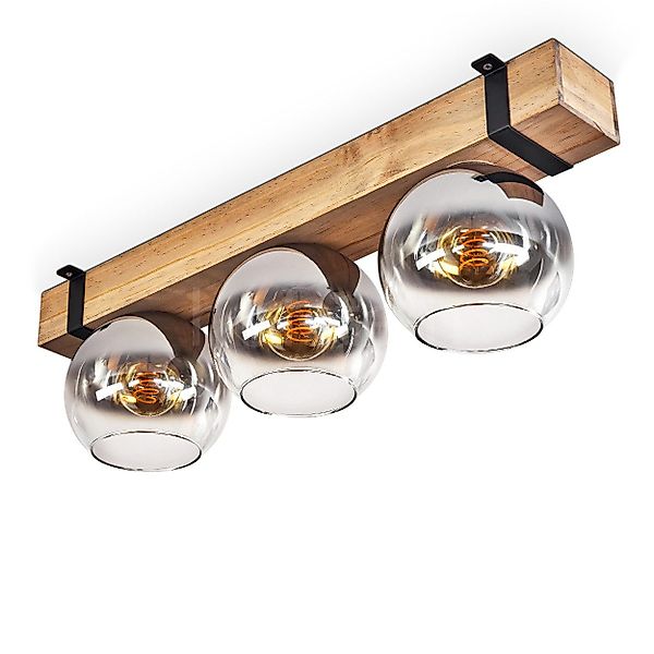 hofstein Deckenleuchte Deckenlampe aus Metall/Holz/Glas in günstig online kaufen