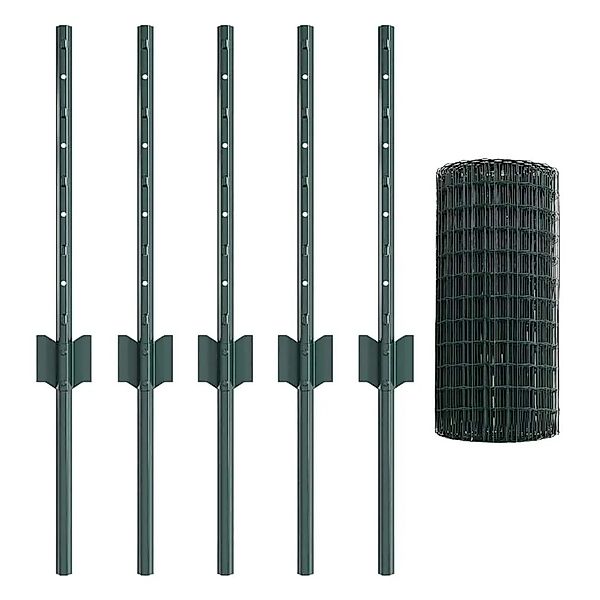 vidaXL Zaun mit Pfosten Grün 0,4 x 10 m Stahl und PVC 3335964 günstig online kaufen