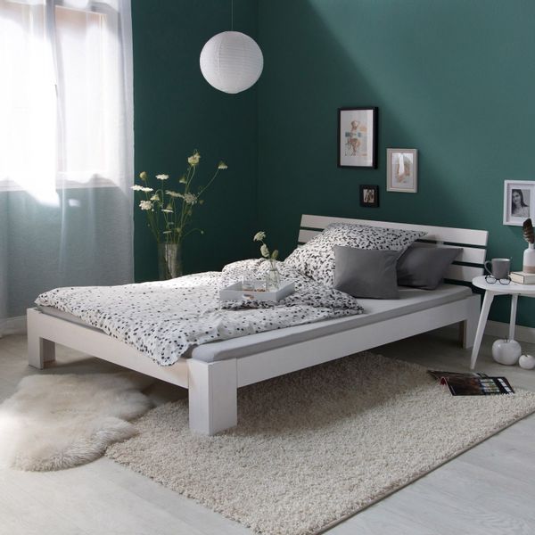 Homestyle4u Holzbett Bett Doppelbett mit Kopfteil günstig online kaufen