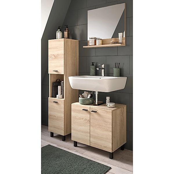 Inn.Furn Badmöbel-Set 3-teilig Eiche Hängend oder Stehend 100 cm Lowell günstig online kaufen