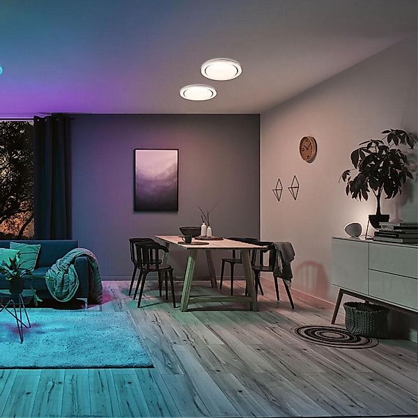 LED Deckenleuchte Rainbow RGBW in Chrom und Weiß 38,5W 2800lm günstig online kaufen