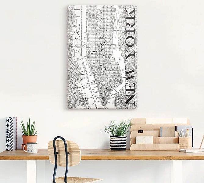 Artland Leinwandbild "New York Karte Straßen Karte", Amerika, (1 St.), auf günstig online kaufen