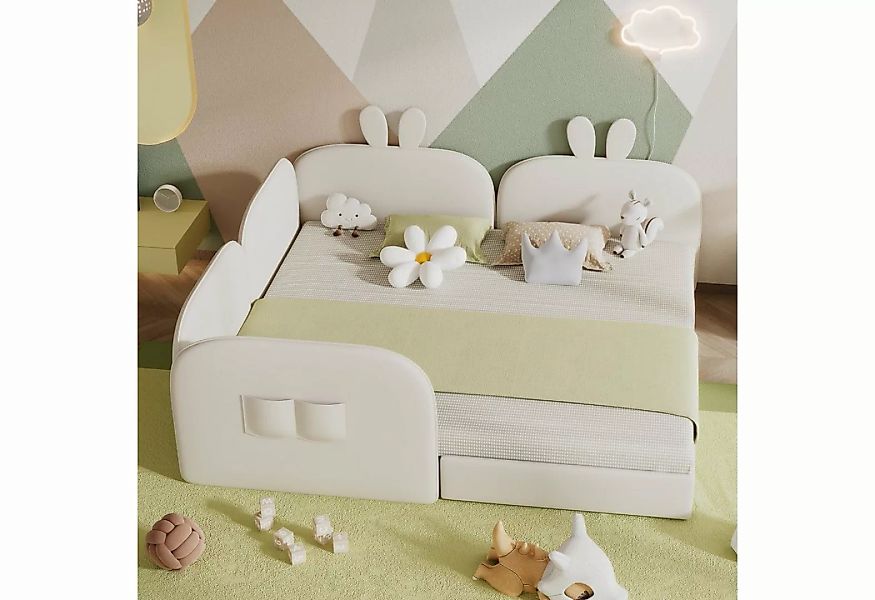 REDOM Kinderbett Polsterbett Daybed Bett Gästebett, Samt Beige (Kaninchen K günstig online kaufen