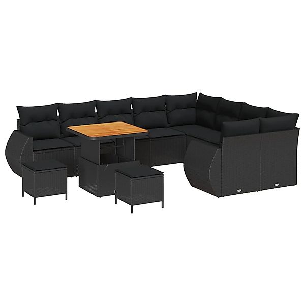 vidaXL Gartensofa-set mit Kissen 12-Tlg Schwarz Poly-Rattan 3363859 günstig online kaufen