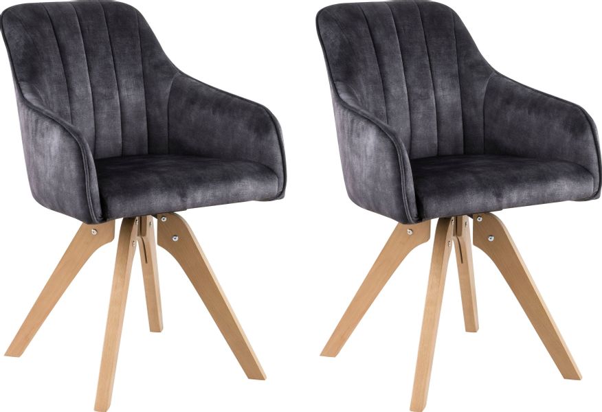 Home affaire Drehstuhl "Sa Calobra" (Set) 2 Stk. Samtvelours mit Rückenstep günstig online kaufen