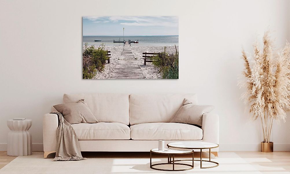 queence Acrylglasbild "Erlos", Strand-Himmel-Düne-Deutschland-Gräser-Meer-M günstig online kaufen