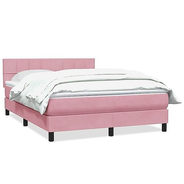 vidaXL Boxspringbett, Boxspringbett mit Matratze Rosa 140x210 cm Samt günstig online kaufen