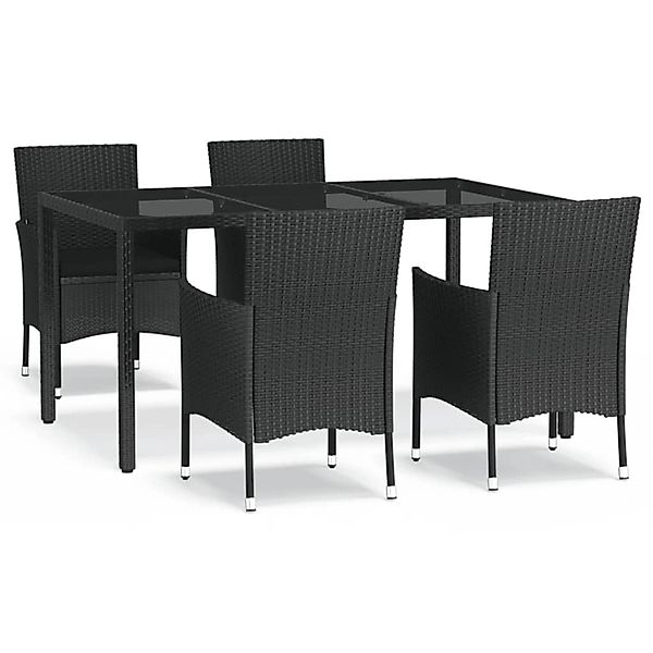 vidaXL 5-Tlg Garten-Essgruppe mit Kissen Schwarz Poly Rattan 3187326 günstig online kaufen