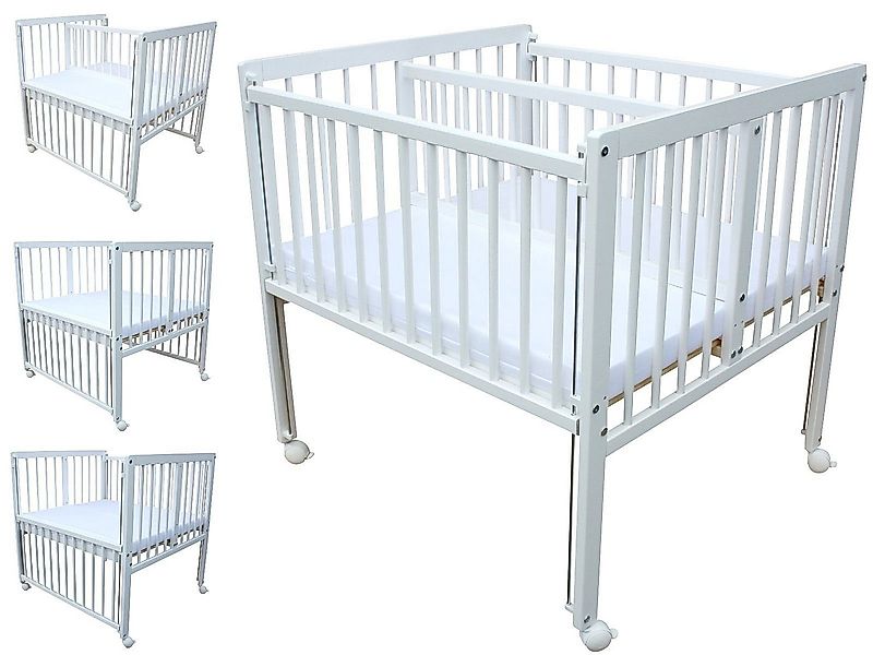 Micoland Beistellbett Beistellbett / Zwillingsbett mit Matratzen und Rädern günstig online kaufen