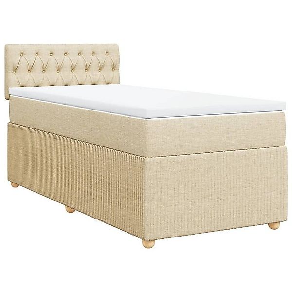 vidaXL Bett Boxspringbett mit Matratze Creme 90x200 cm Stoff günstig online kaufen