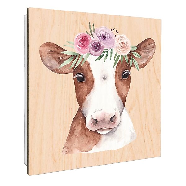 Banjado Großer Schlüsselbox Holz 30x30cm Weiß Scharnier Rechts 50 Haken Sch günstig online kaufen