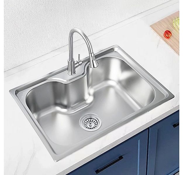 Faizee Möbel Edelstahlspüle Titan 60x42x20cm – rechteckig – inkl. Siphon-Se günstig online kaufen