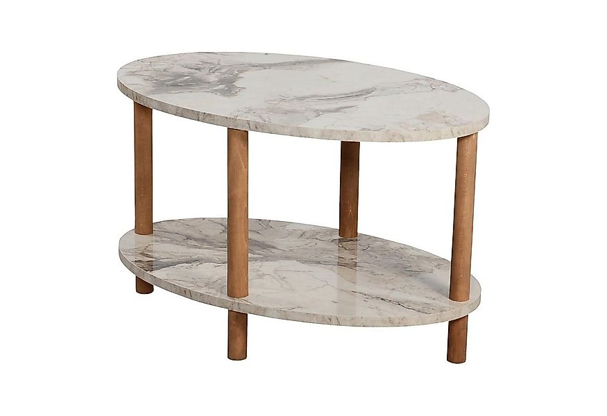 en.casa Couchtisch, »Højreby« oval Beine aus Buchenholz 70x44x43 cm Marmoro günstig online kaufen
