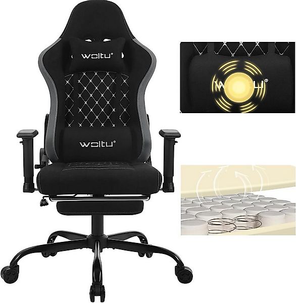 Woltu Gaming-Stuhl (1 St), ergonomisch, Kopfstütze, Fußstütze, Lendenkissen günstig online kaufen