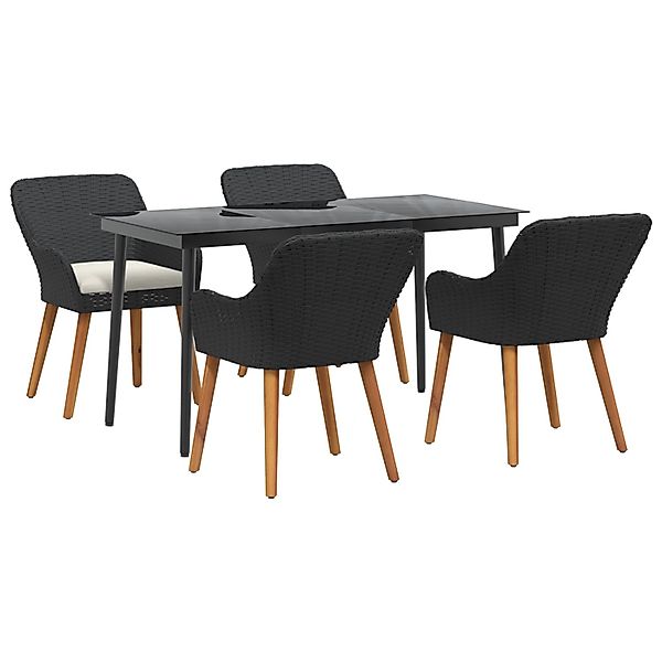 vidaXL 5-Teilige Garten Essgruppe Schwarzes Poly Rattan 3261665 günstig online kaufen